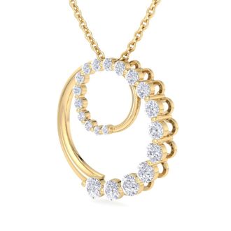 1 Carat Diamond Double Circle Necklace In 14 Karat Yellow Gold, 18 Inches