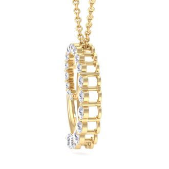 1 Carat Diamond Double Circle Necklace In 14 Karat Yellow Gold, 18 Inches
