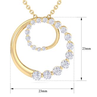 1 Carat Diamond Double Circle Necklace In 14 Karat Yellow Gold, 18 Inches