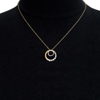 1 Carat Diamond Double Circle Necklace In 14 Karat Yellow Gold, 18 Inches