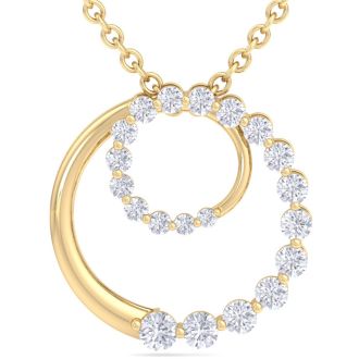 2 Carat Diamond Circle Necklace In 14 Karat Yellow Gold, 18 Inches