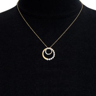 2 Carat Diamond Circle Necklace In 14 Karat Yellow Gold, 18 Inches