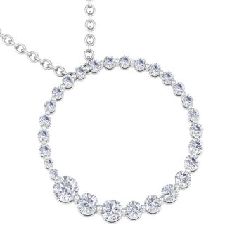 1 Carat Diamond Circle Necklace In 14 Karat White Gold, 18 Inches