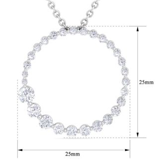 1 Carat Diamond Circle Necklace In 14 Karat White Gold, 18 Inches