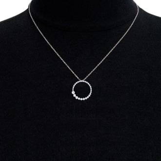 1 Carat Diamond Circle Necklace In 14 Karat White Gold, 18 Inches