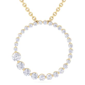 2 Carat Diamond Circle Necklace In 14 Karat Yellow Gold, 18 Inches