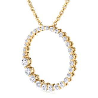 2 Carat Diamond Circle Necklace In 14 Karat Yellow Gold, 18 Inches