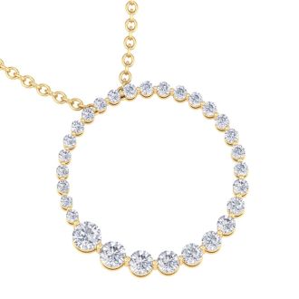 2 Carat Diamond Circle Necklace In 14 Karat Yellow Gold, 18 Inches