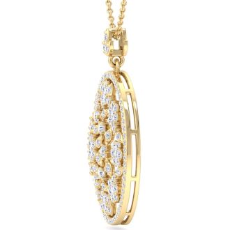 3 Carat Diamond Ornate Circle Necklace In 14 Karat Yellow Gold, 18 Inches