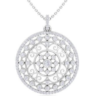 1 Carat Diamond Circle Statement Necklace In 14 Karat White Gold, 18 Inches
