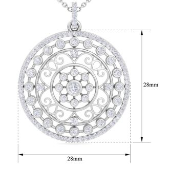 1 Carat Diamond Circle Statement Necklace In 14 Karat White Gold, 18 Inches
