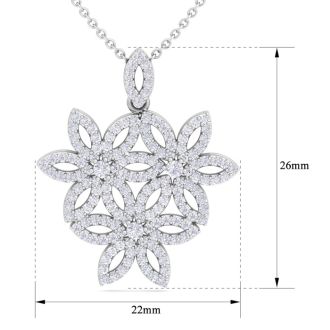 1 Carat Diamond Flower Statement Necklace In 14 Karat White Gold, 18 Inches