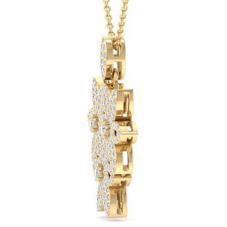 1 Carat Diamond Flower Statement Necklace In 14 Karat Yellow Gold, 18 Inches