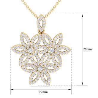 1 Carat Diamond Flower Statement Necklace In 14 Karat Yellow Gold, 18 Inches