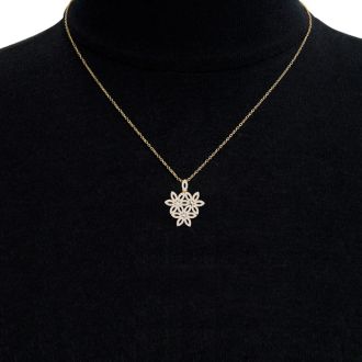 1 Carat Diamond Flower Statement Necklace In 14 Karat Yellow Gold, 18 Inches