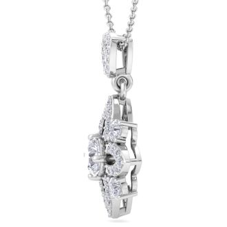1 1/4 Carat Diamond Flower Statement Necklace In 14 Karat White Gold, 18 Inches