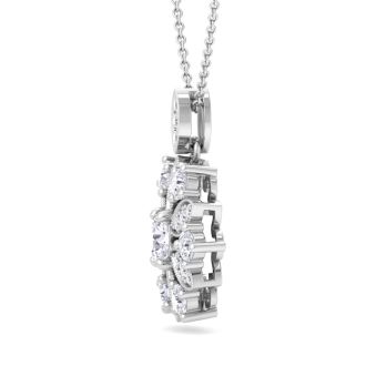 1 1/4 Carat Diamond Snowflake Statement Necklace In 14 Karat White Gold, 18 Inches