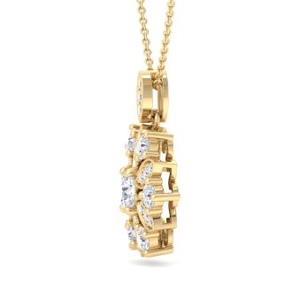 1 1/4 Carat Diamond Snowflake Statement Necklace In 14 Karat Yellow Gold, 18 Inches