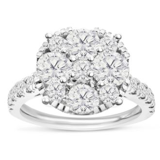 2 Carat Lab Grown Diamond Engagement Ring In 14K White Gold