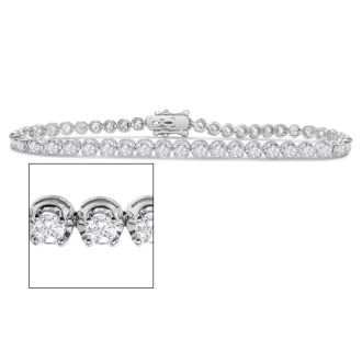 3 Carat Lab Grown Diamond Tennis Bracelet In 14K White Gold, 7 Inches