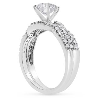 1 1/2 Carat Pear Shape Lab Grown Diamond Bridal Set In 14K White Gold