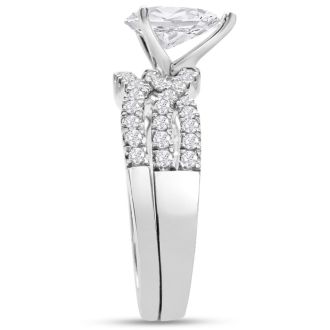 1 1/2 Carat Pear Shape Lab Grown Diamond Bridal Set In 14K White Gold