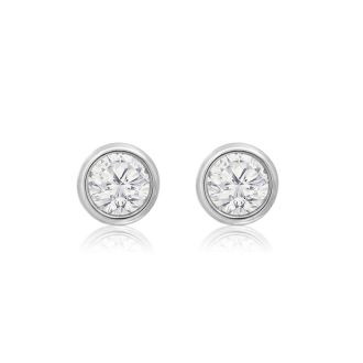 1/5 Carat Bezel Set Lab Grown Diamond Stud Earrings In 14 Karat White Gold
