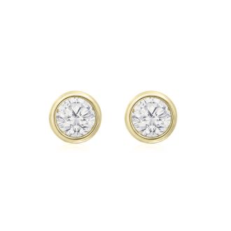 1/5 Carat Bezel Set Lab Grown Diamond Stud Earrings In 14 Karat Yellow Gold