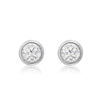1/3 Carat Bezel Set Lab Grown Diamond Stud Earrings In 14 Karat White Gold