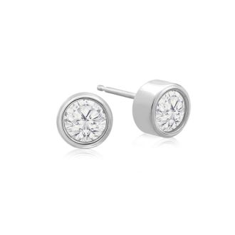 1/2 Carat Bezel Set Lab Grown Diamond Stud Earrings In 14 Karat White Gold