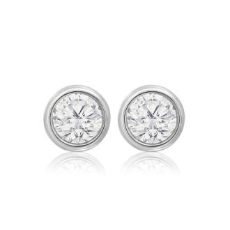 1/2 Carat Bezel Set Lab Grown Diamond Stud Earrings In 14 Karat White Gold