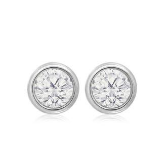 3/4 Carat Bezel Set Lab Grown Diamond Stud Earrings In 14 Karat White Gold