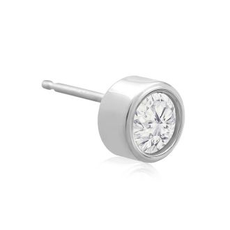 3/4 Carat Bezel Set Lab Grown Diamond Stud Earrings In 14 Karat White Gold