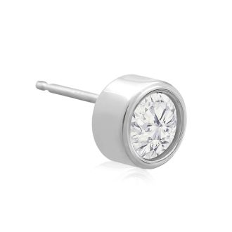 1 Carat Bezel Set Lab Grown Diamond Stud Earrings In 14 Karat White Gold