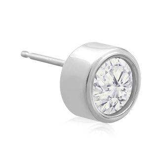 2 Carat Bezel Set Lab Grown Diamond Stud Earrings In 14 Karat White Gold