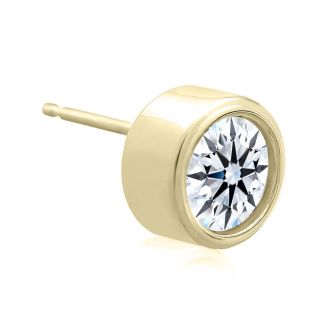 2 Carat Bezel Set Lab Grown Diamond Stud Earrings In 14 Karat Yellow Gold