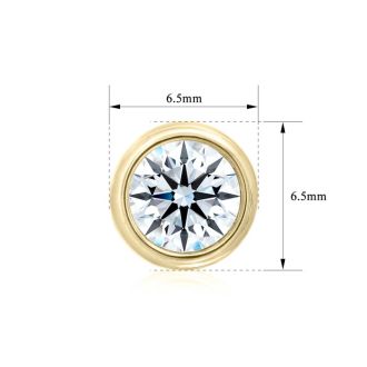 2 Carat Bezel Set Lab Grown Diamond Stud Earrings In 14 Karat Yellow Gold