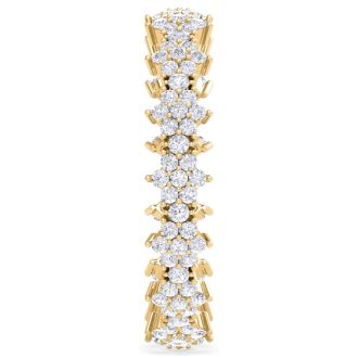 1 Carat Flower Shape Lab Grown Diamond Eternity Ring In 14K Yellow Gold, Ring Size 7