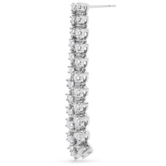 Diamond Drop Earrings: 3 Carat Diamond Drop Earrings In 14K White Gold, 2 Inches