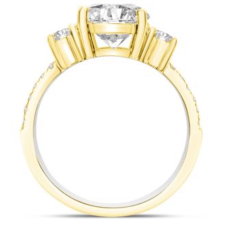 1 1/5 Carat Three Diamond Plus Engagement Ring In 14K Yellow Gold