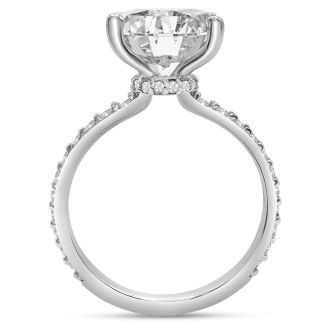 3 1/2 Carat Lab Grown Diamond Hidden Halo Engagement Ring In 14K White Gold