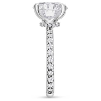 3 1/2 Carat Lab Grown Diamond Hidden Halo Engagement Ring In 14K White Gold