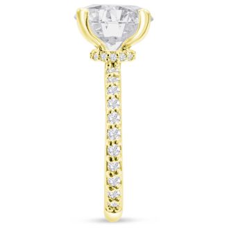 3 1/2 Carat Lab Grown Diamond Hidden Halo Engagement Ring In 18K Yellow Gold