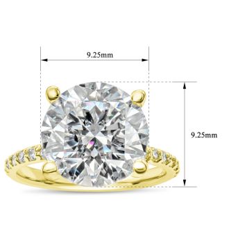 3 1/2 Carat Lab Grown Diamond Hidden Halo Engagement Ring In 18K Yellow Gold