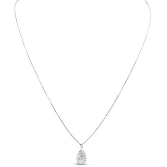 1 Carat Pear Shape Lab Grown Diamond Solitaire Necklace In 14K White Gold