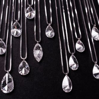 1 1/2 Carat Pear Shape Lab Grown Diamond Solitaire Necklace In 14K White Gold