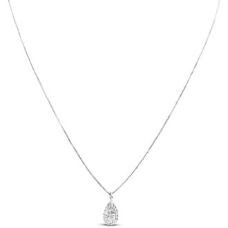 2 Carat Pear Shape Lab Grown Diamond Solitaire Necklace In 14K White Gold