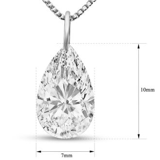 2 Carat Pear Shape Lab Grown Diamond Solitaire Necklace In 14K White Gold