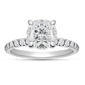 1 1/2 Carat Lab Grown Diamond Hidden Halo Engagement Ring In 14K White Gold