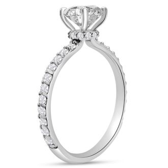 1 1/2 Carat Lab Grown Diamond Hidden Halo Engagement Ring In 14K White Gold